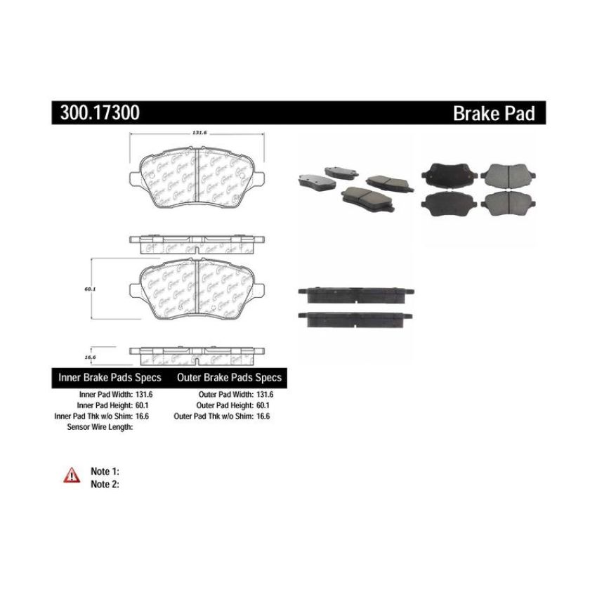 CENTRIC PARTS 300.17300 Centric Premium Semi-Metallic Brake Pads with Shims and Hardware