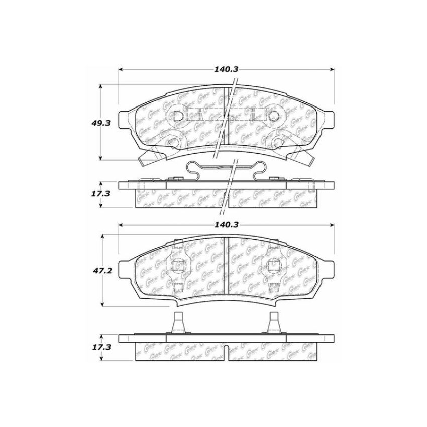 CENTRIC PARTS 301.03760 Centric Premium Ceramic Brake Pads with Shims and Hardware