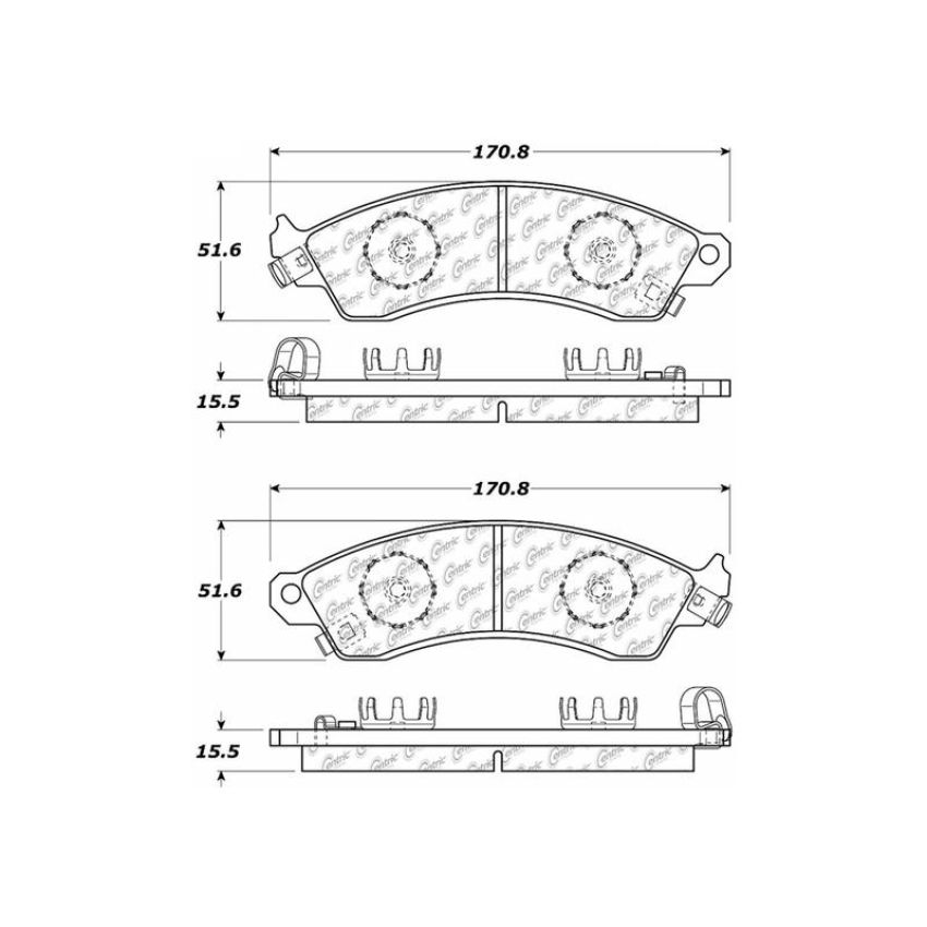 CENTRIC PARTS 301.04120 Centric Premium Ceramic Brake Pads with Shims and Hardware