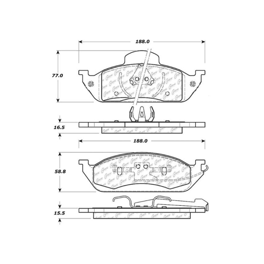 CENTRIC PARTS 301.07600 Centric Premium Ceramic Brake Pads with Shims and Hardware