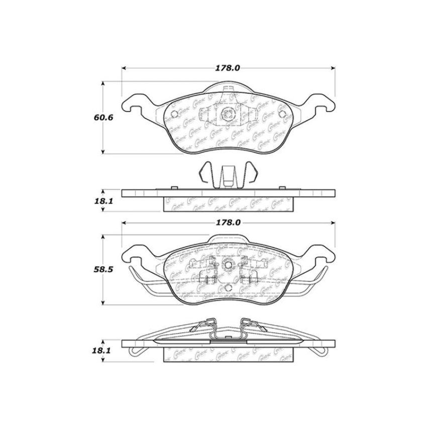 CENTRIC PARTS 301.08160 Centric Premium Ceramic Brake Pads with Shims and Hardware