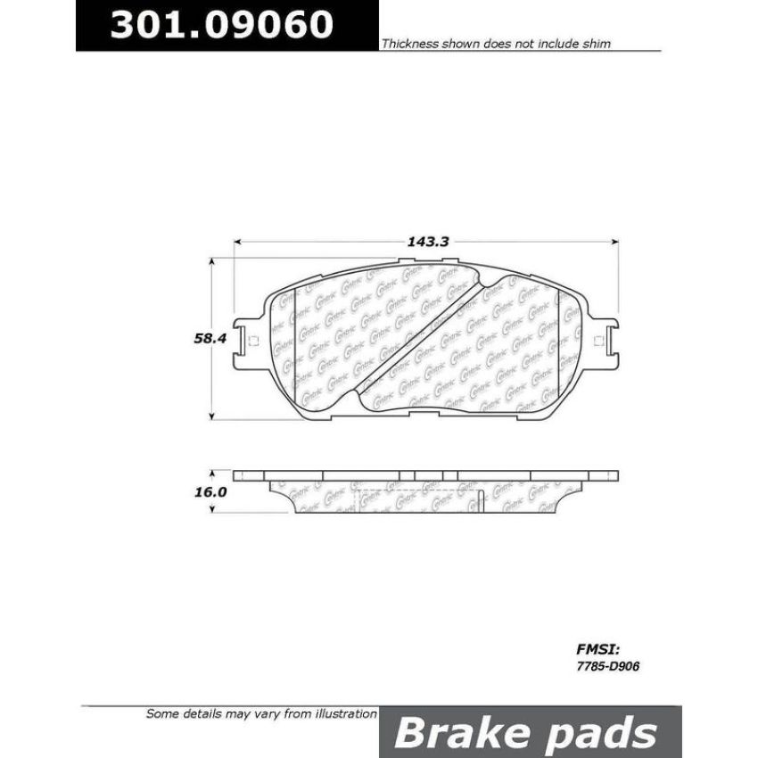 CENTRIC PARTS 301.09060 Centric Premium Ceramic Brake Pads with Shims and Hardware