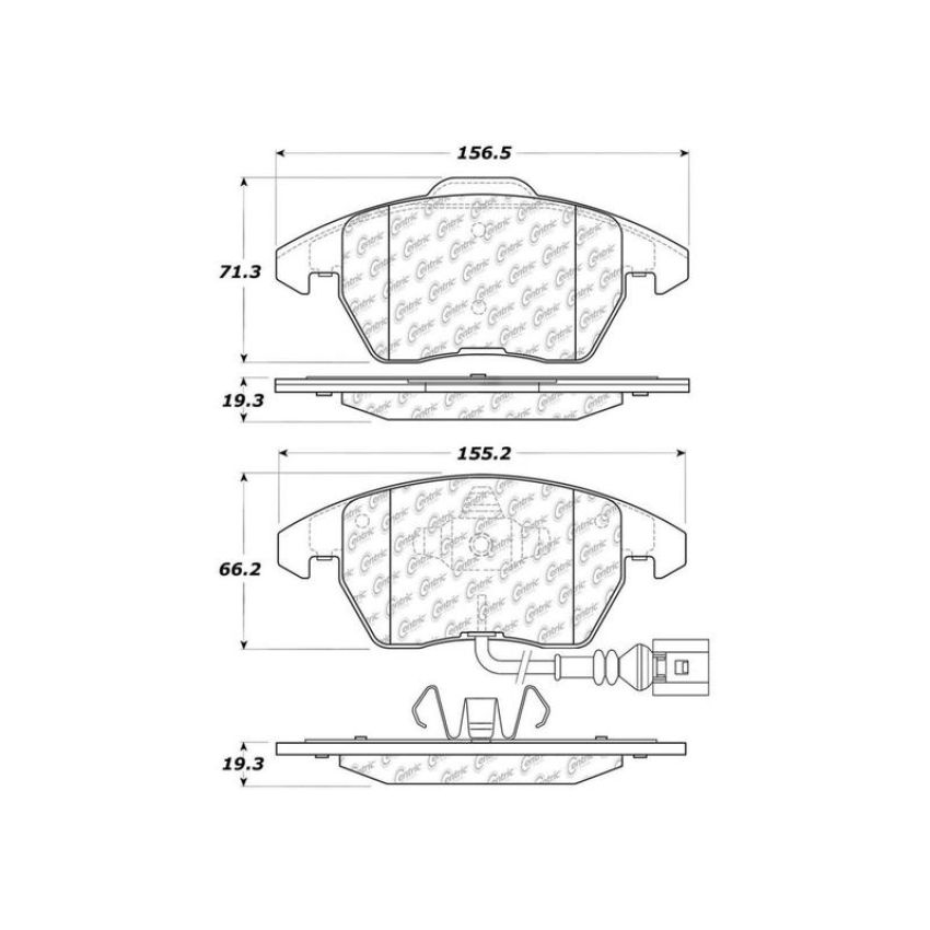 CENTRIC PARTS 301.11070 Centric Premium Ceramic Brake Pads with Shims and Hardware