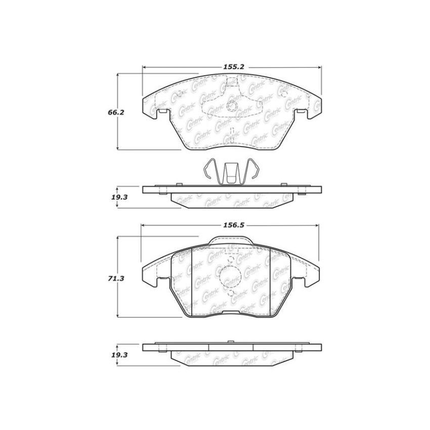 CENTRIC PARTS 301.11072 Centric Premium Ceramic Brake Pads with Shims and Hardware