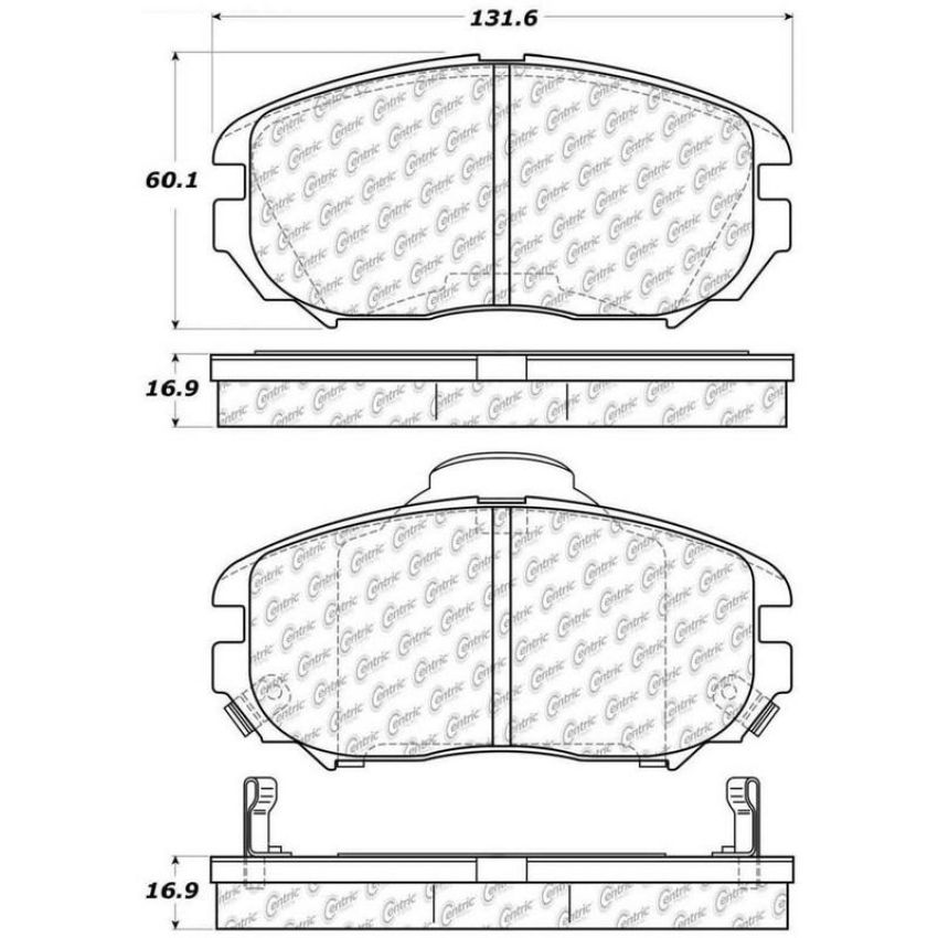 CENTRIC PARTS 301.11250 Centric Premium Ceramic Brake Pads with Shims and Hardware