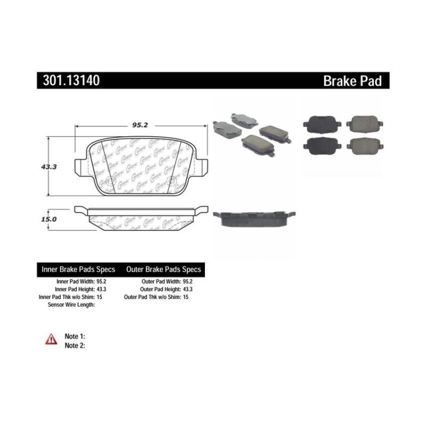 CENTRIC PARTS 301.13140 Centric Premium Ceramic Brake Pads with Shims and Hardware