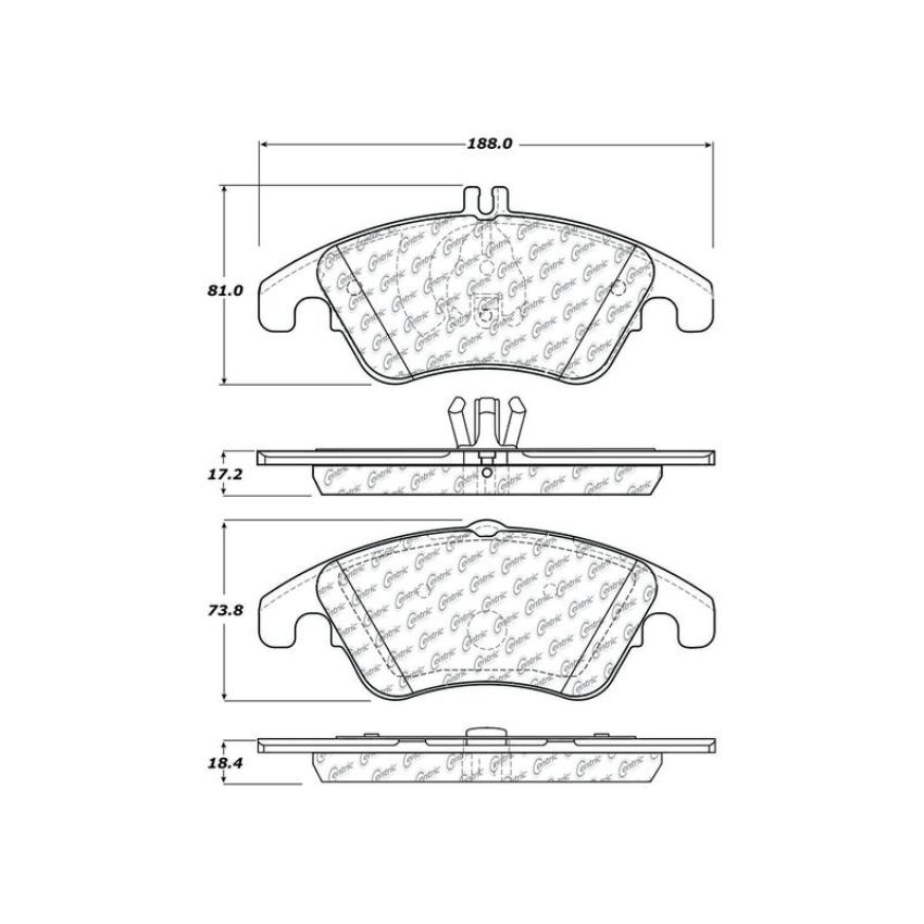 CENTRIC PARTS 301.13420 Centric Premium Ceramic Brake Pads with Shims and Hardware