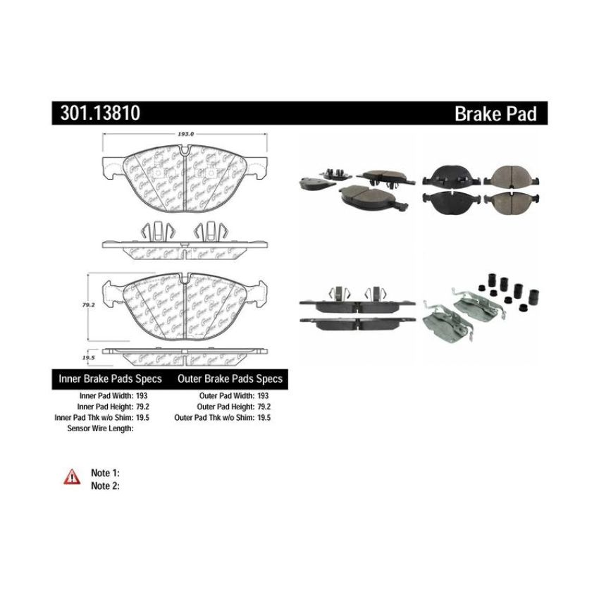 CENTRIC PARTS 301.13810 Centric Premium Ceramic Brake Pads with Shims and Hardware