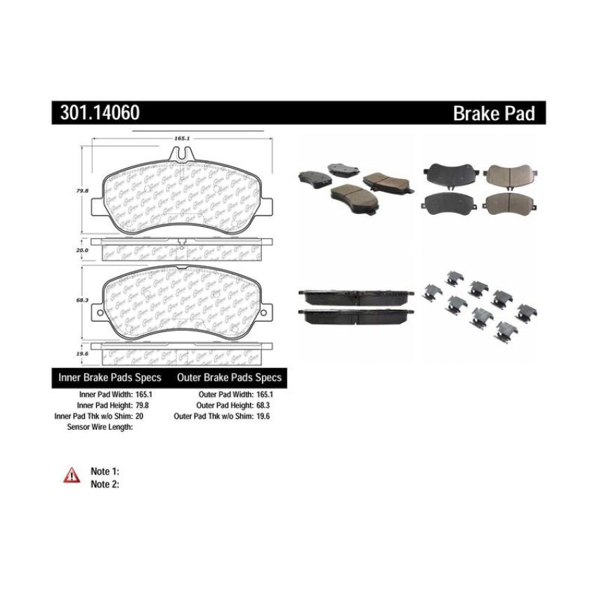 CENTRIC PARTS 301.14060 Centric Premium Ceramic Brake Pads with Shims and Hardware