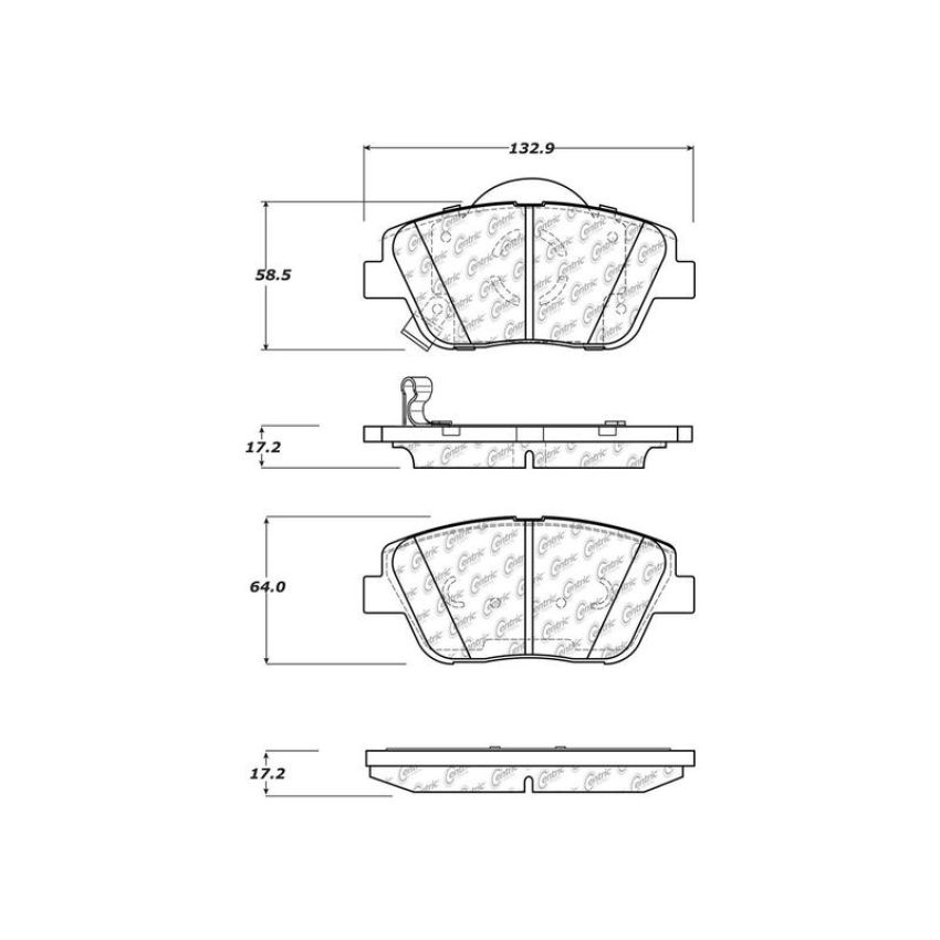 CENTRIC PARTS 301.14440 Centric Premium Ceramic Brake Pads with Shims and Hardware