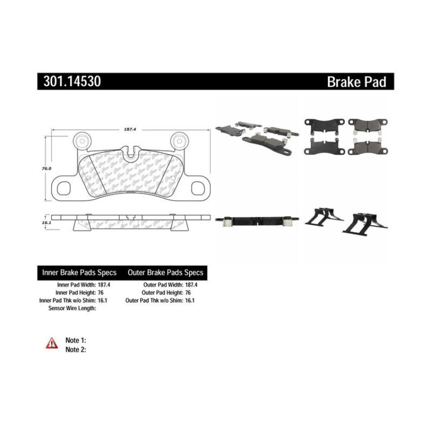 CENTRIC PARTS 301.14530 Centric Premium Ceramic Brake Pads with Shims and Hardware