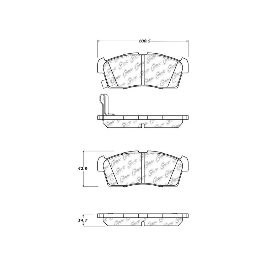 CENTRIC PARTS 301.16580 Centric Premium Ceramic Brake Pads with Shims and Hardware