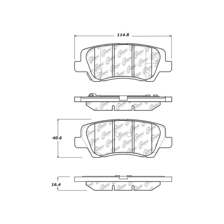 CENTRIC PARTS 301.16590 Centric Premium Ceramic Brake Pads with Shims and Hardware