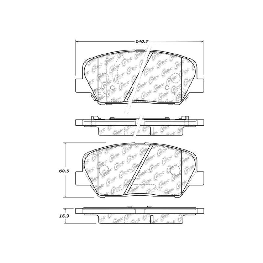 CENTRIC PARTS 301.16750 Centric Premium Ceramic Brake Pads with Shims and Hardware