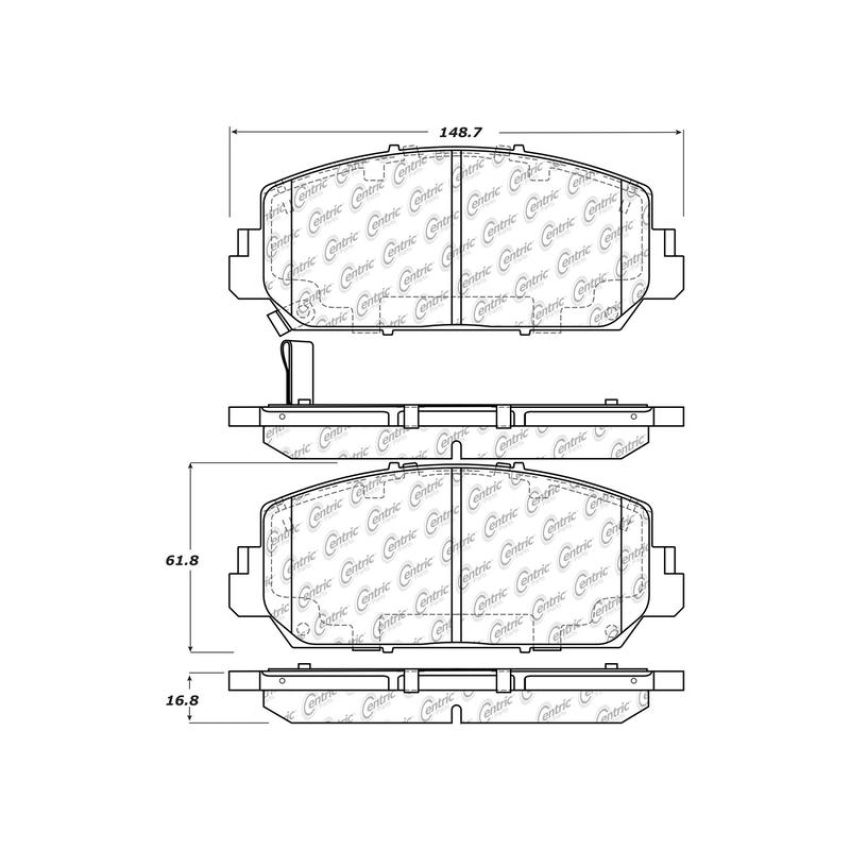 CENTRIC PARTS 301.16970 Centric Premium Ceramic Brake Pads with Shims and Hardware