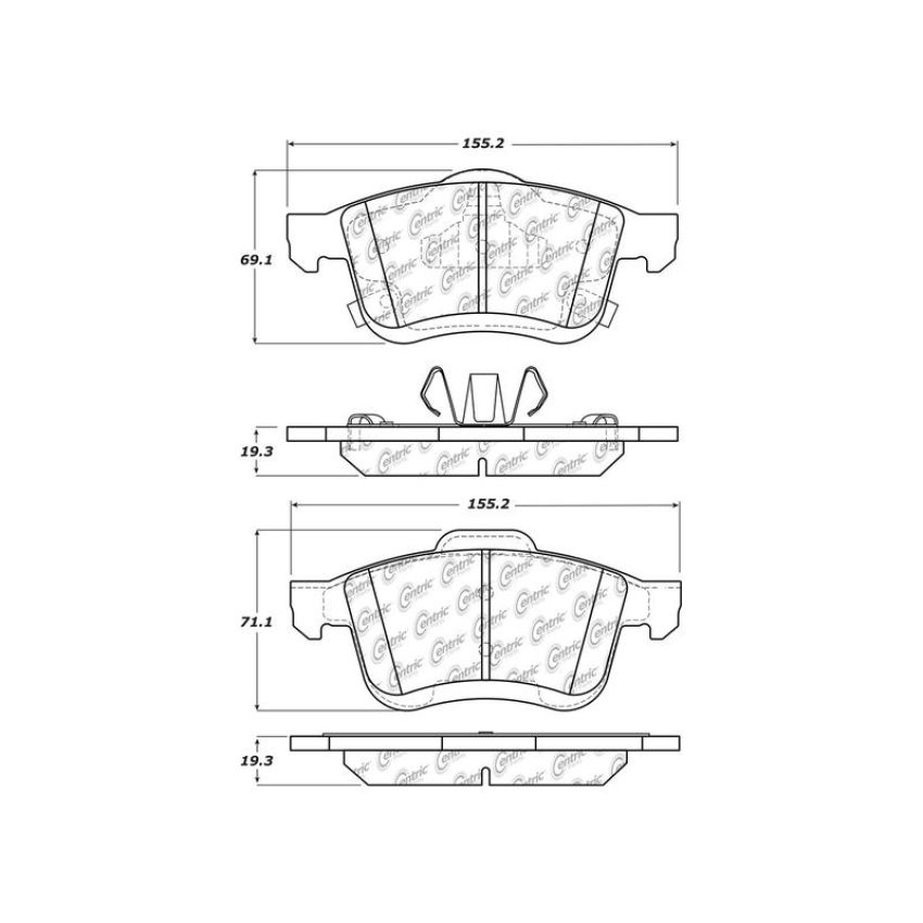 CENTRIC PARTS 301.17210 Centric Premium Ceramic Brake Pads with Shims and Hardware