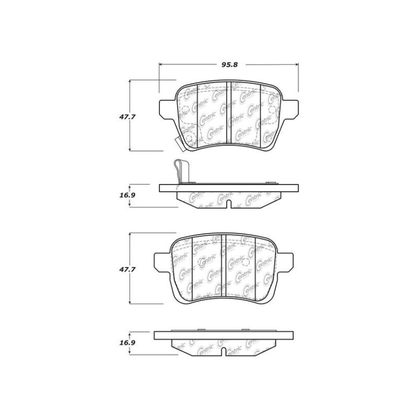 CENTRIC PARTS 301.17220 Centric Premium Ceramic Brake Pads with Shims and Hardware