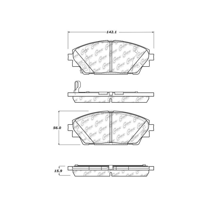 CENTRIC PARTS 301.17280 Centric Premium Ceramic Brake Pads with Shims and Hardware