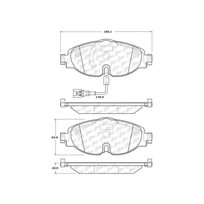 CENTRIC PARTS 301.17600 Centric Premium Ceramic Brake Pads with Shims