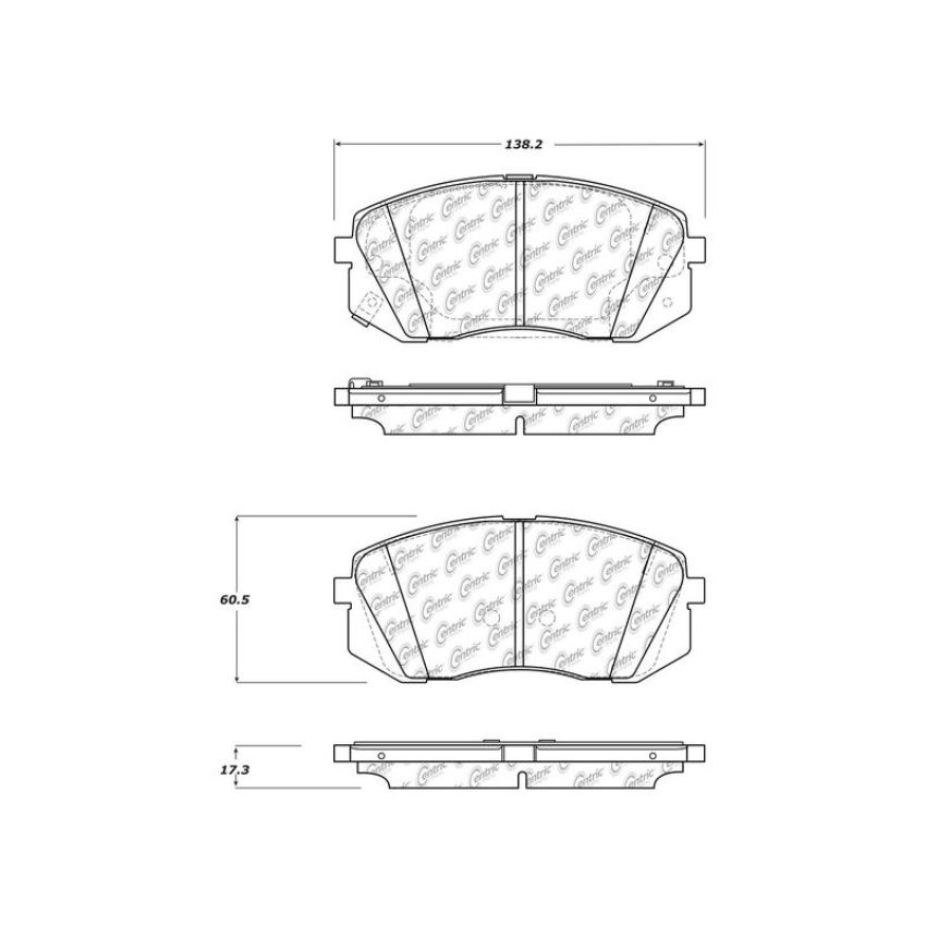 CENTRIC PARTS 301.18260 Centric Premium Ceramic Brake Pads with Shims and Hardware