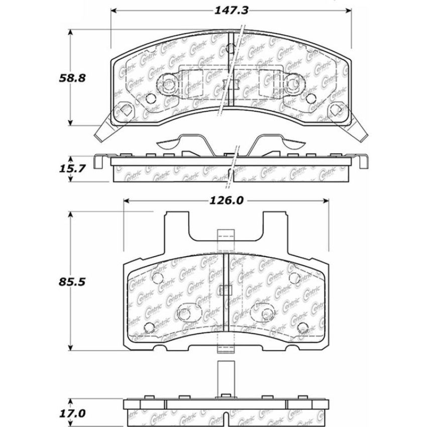 CENTRIC PARTS 306.03700 Centric Fleet Performance Brake Pads with Hardware