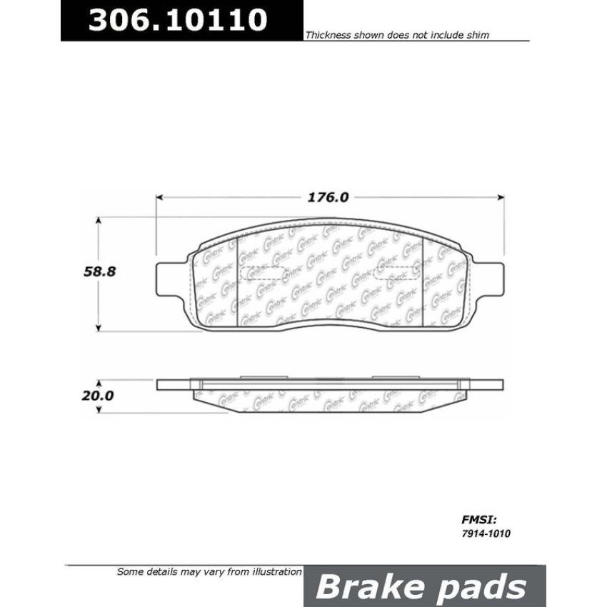 CENTRIC PARTS 306.10110 Centric Fleet Performance Brake Pads with Hardware
