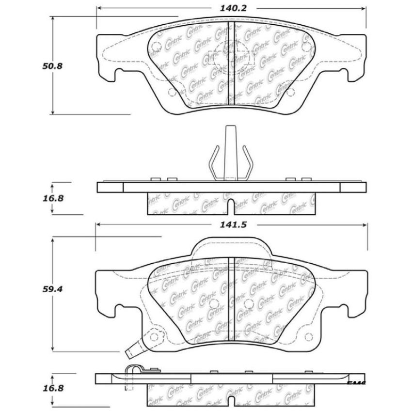 CENTRIC PARTS 306.14980 Centric Fleet Performance Brake Pads with Hardware
