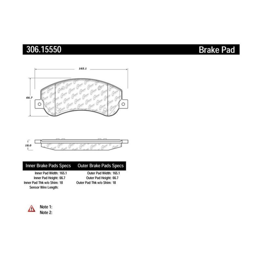 CENTRIC PARTS 306.15550 Centric Fleet Performance Brake Pads with Hardware
