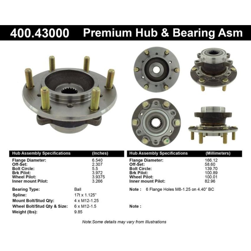 CENTRIC PARTS 400.43000 Centric Premium Hub and Bearing Assembly without ABS