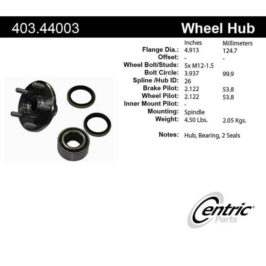 CENTRIC PARTS 403.44003E C-Tek Standard Hub and Bearing Assembly Repair Kit