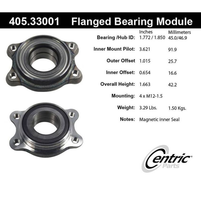 CENTRIC PARTS 405.33001 Centric Premium Flanged Wheel Bearing Module; With ABS