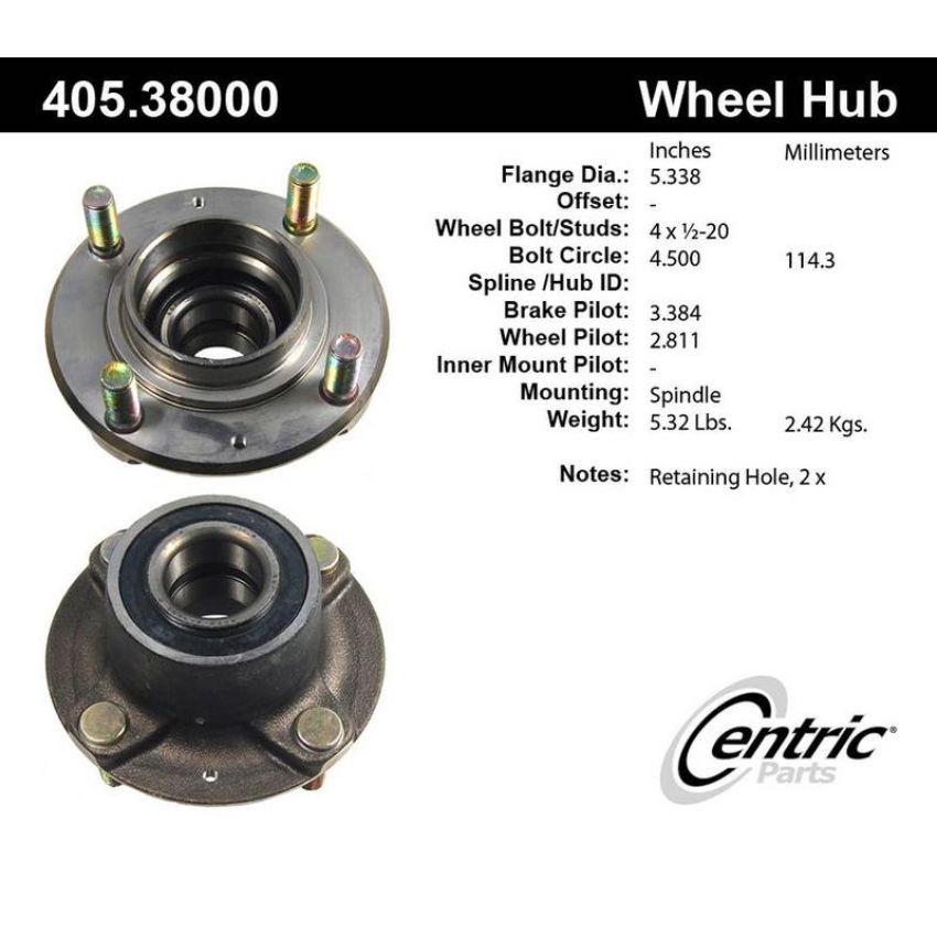 CENTRIC PARTS 405.38000 Centric Premium Hub and Bearing Assembly
