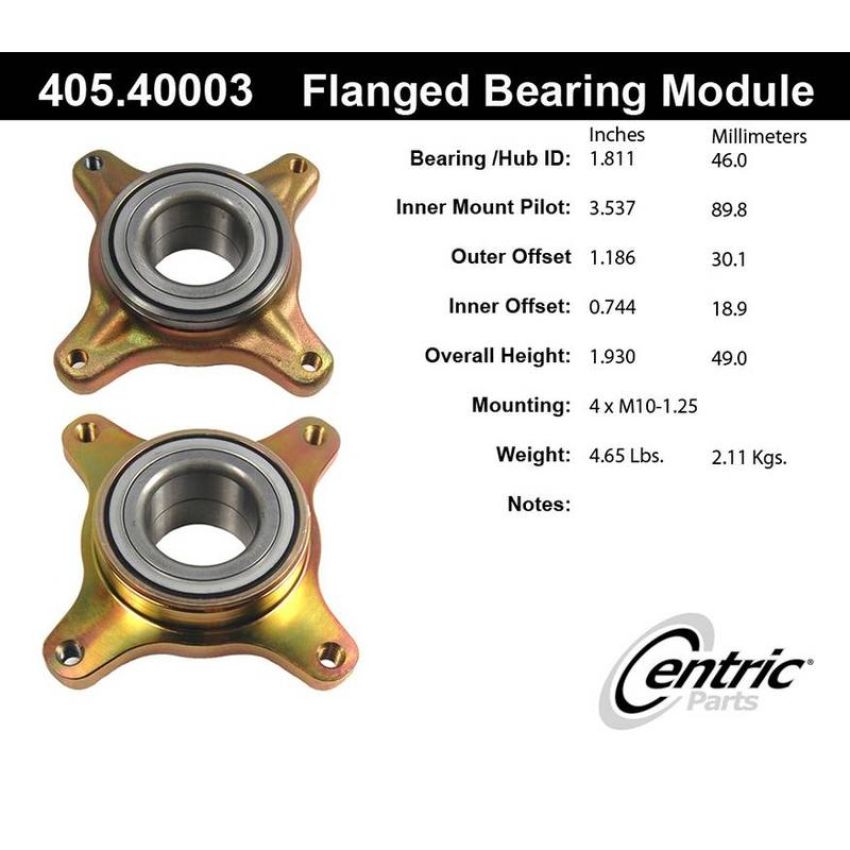 CENTRIC PARTS 405.40003 Centric Premium Flanged Wheel Bearing Module