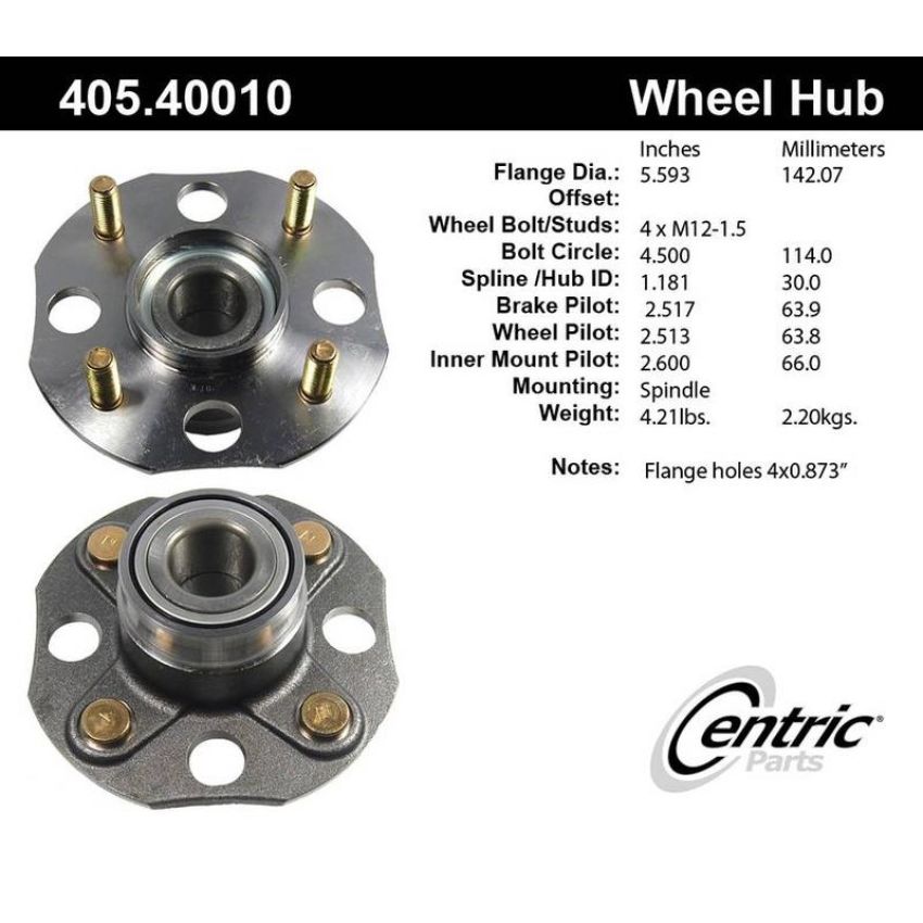 CENTRIC PARTS 405.40010 Centric Premium Hub and Bearing Assembly