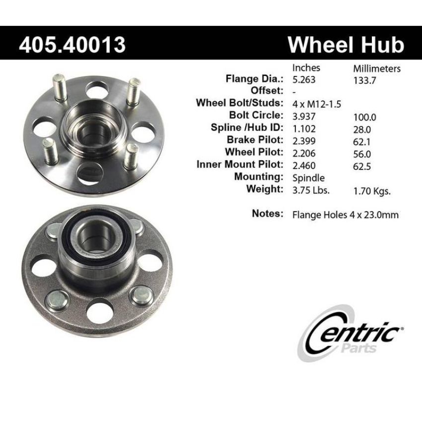 CENTRIC PARTS 405.40013 Centric Premium Hub and Bearing Assembly