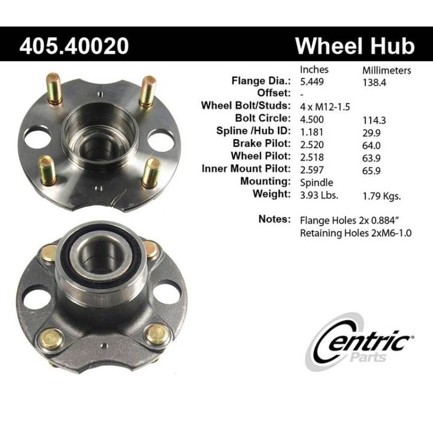CENTRIC PARTS 405.40020 Centric Premium Hub and Bearing Assembly