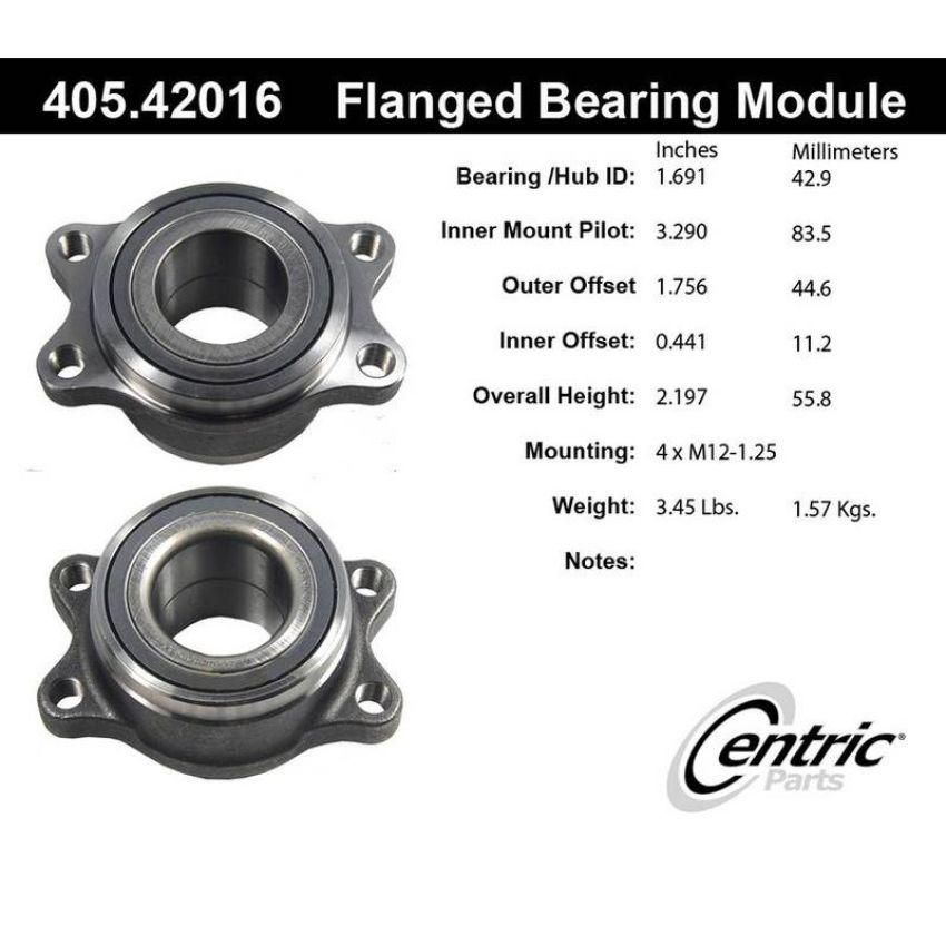 CENTRIC PARTS 405.42016 Centric Premium Flanged Wheel Bearing Module