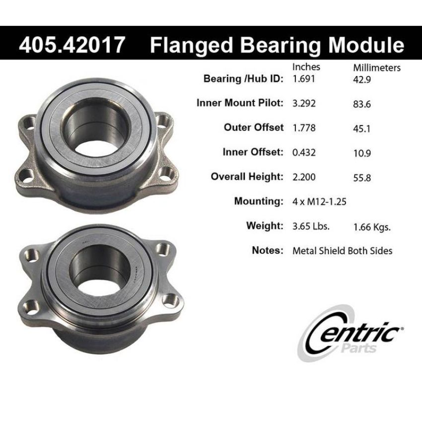 CENTRIC PARTS 405.42017 Centric Premium Flanged Wheel Bearing Module