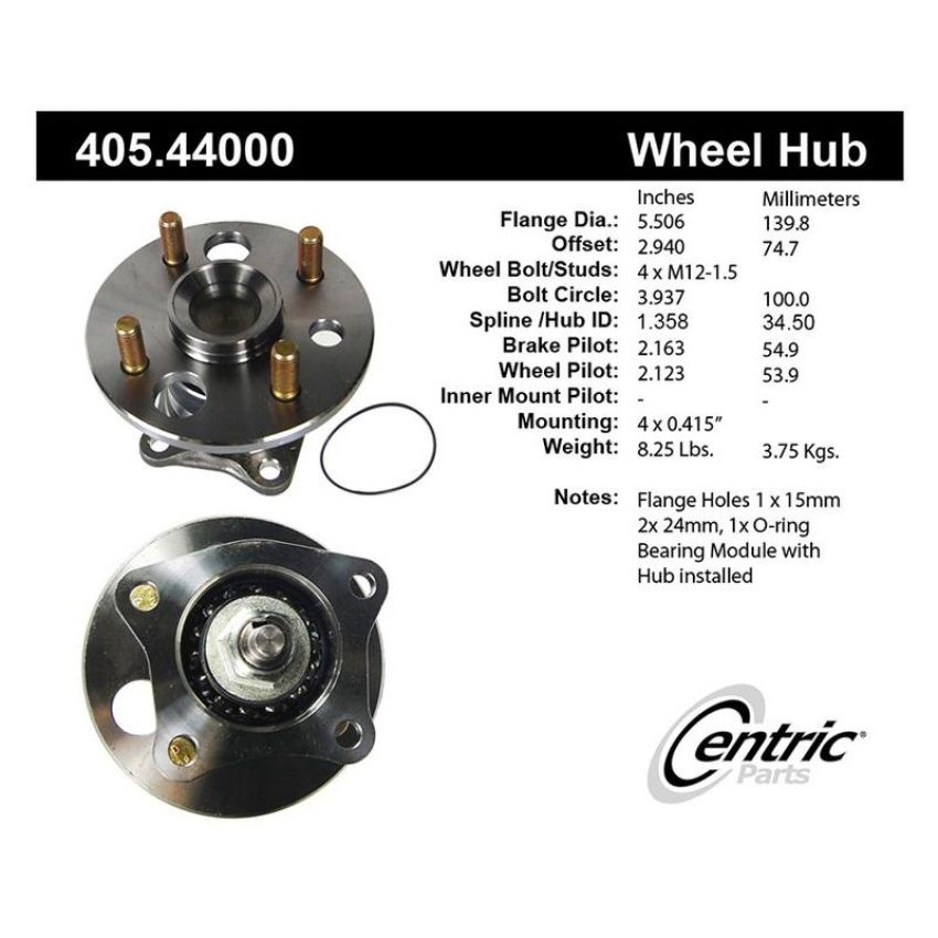 CENTRIC PARTS 405.44000 Centric Premium Hub and Bearing Assembly