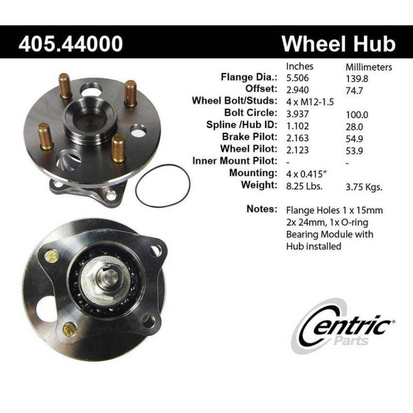 CENTRIC PARTS 405.44000 Centric Premium Hub and Bearing Assembly