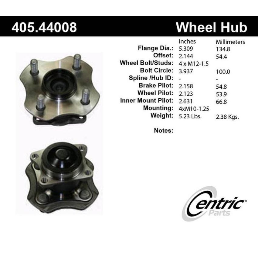 CENTRIC PARTS 405.44008 Centric Premium Hub and Bearing Assembly