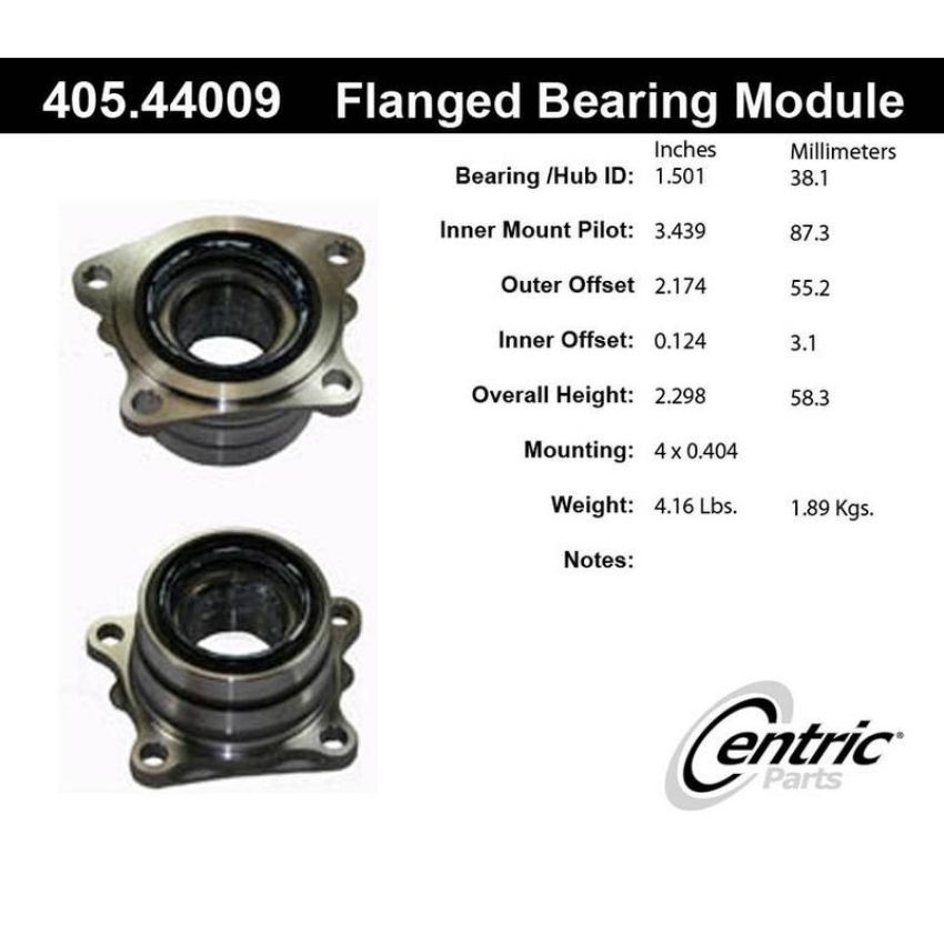 CENTRIC PARTS 405.44009 Centric Premium Flanged Wheel Bearing Module