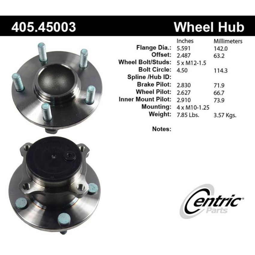 CENTRIC PARTS 405.45003 Centric Premium Hub and Bearing Assembly