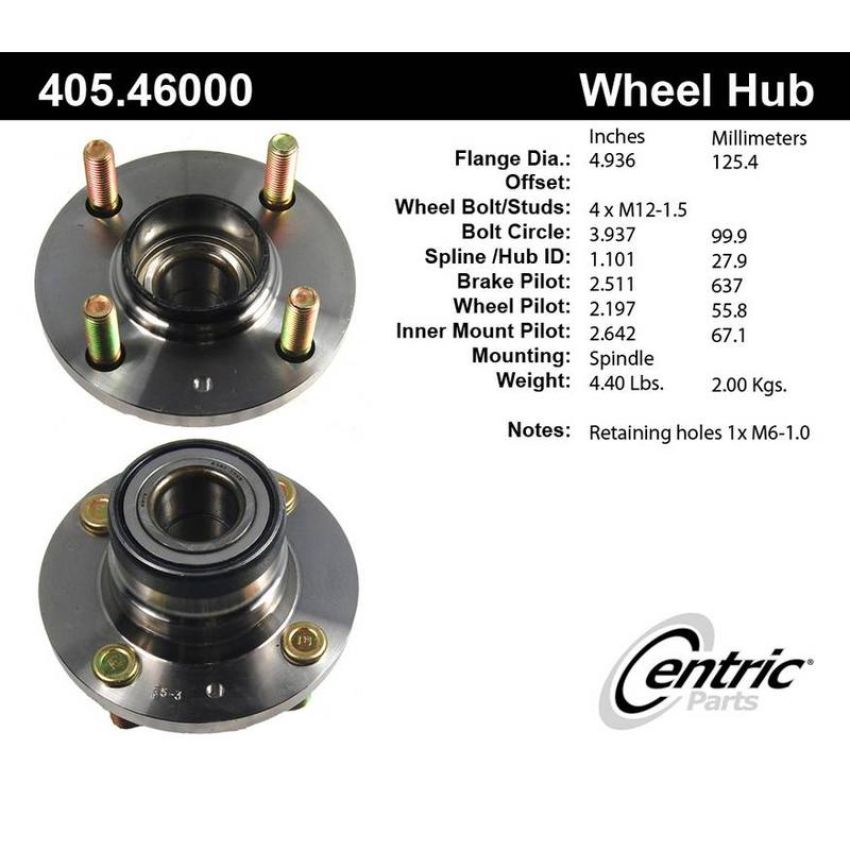 CENTRIC PARTS 405.46000 Centric Premium Hub and Bearing Assembly