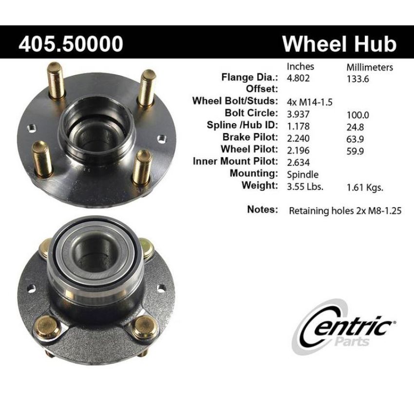 CENTRIC PARTS 405.50000 Centric Premium Hub and Bearing Assembly
