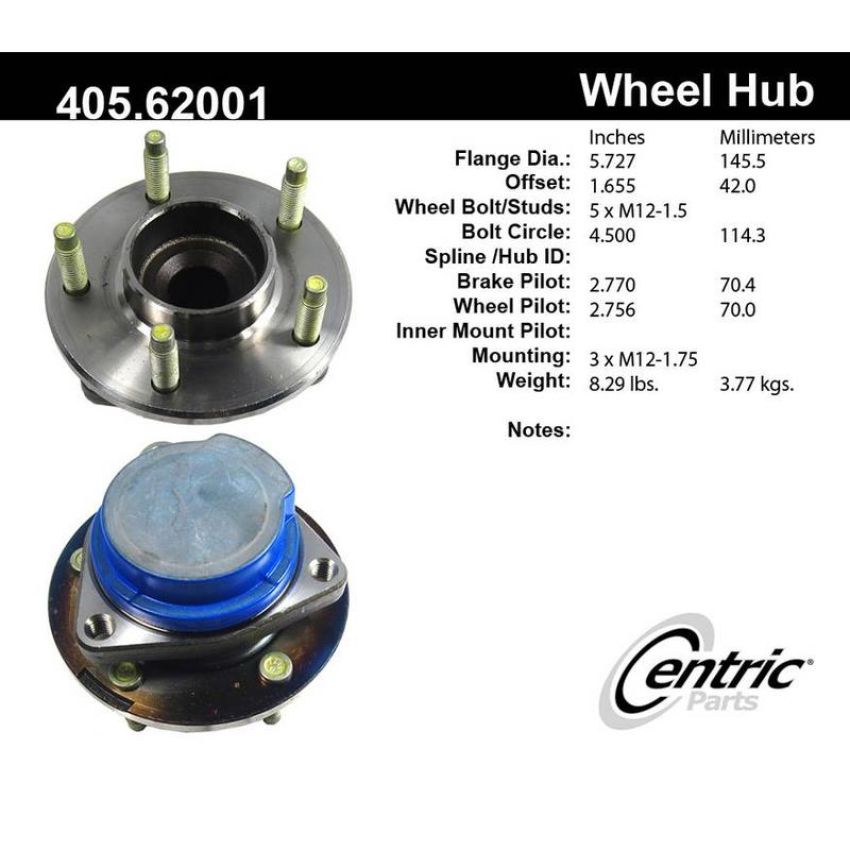 CENTRIC PARTS 405.62001 Centric Premium Hub and Bearing Assembly