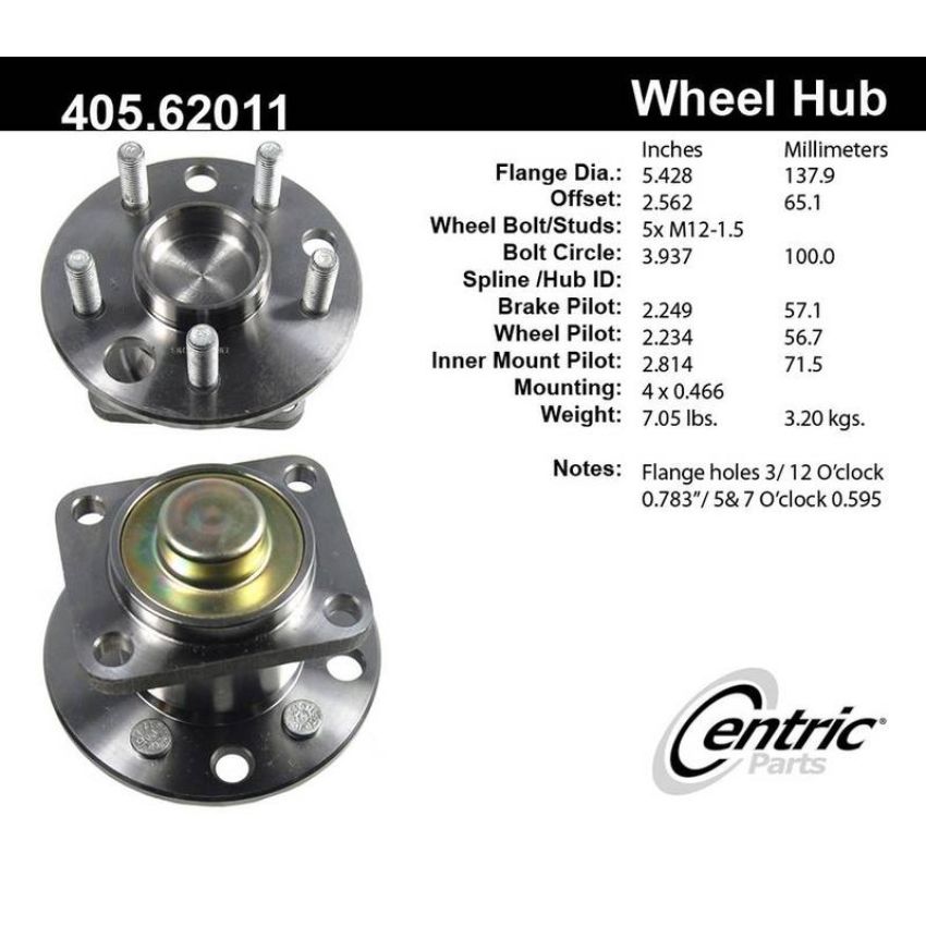CENTRIC PARTS 405.62011 Centric Premium Hub and Bearing Assembly