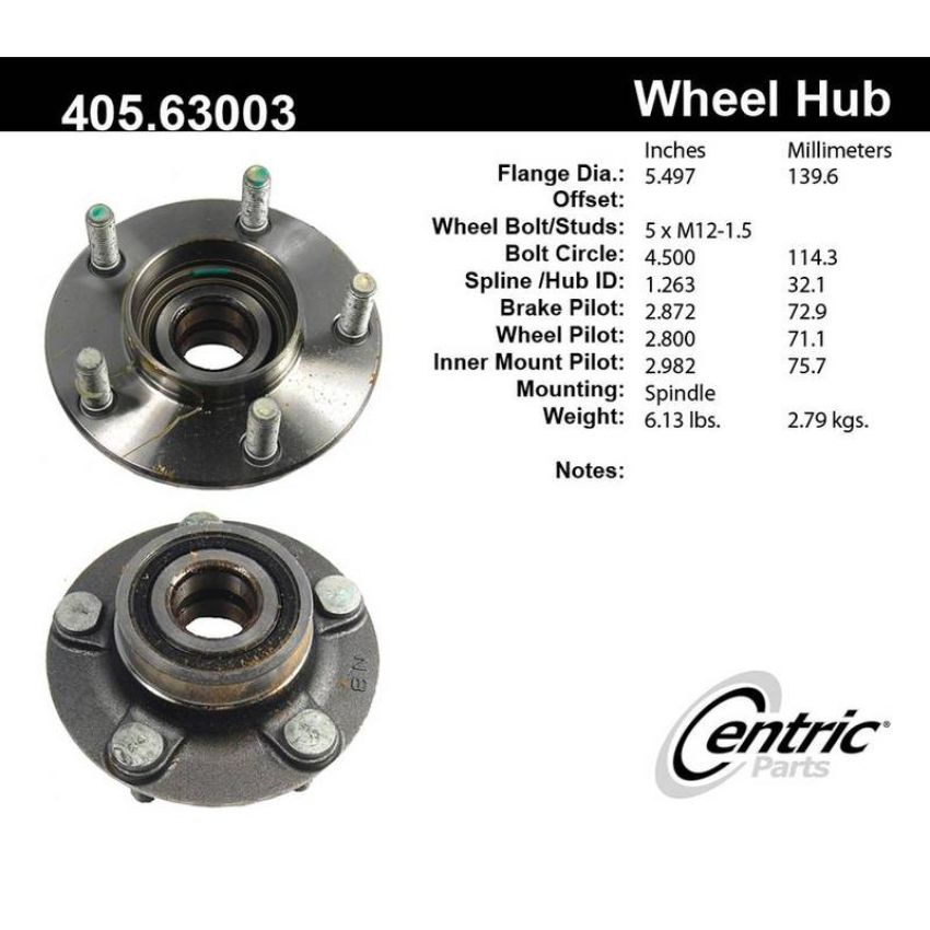 CENTRIC PARTS 405.63003 Centric Premium Hub and Bearing Assembly