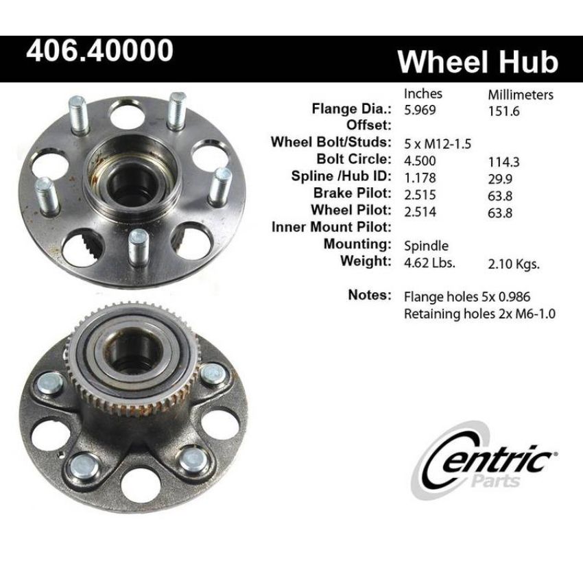 CENTRIC PARTS 406.40000 Centric Premium Hub and Bearing Assembly