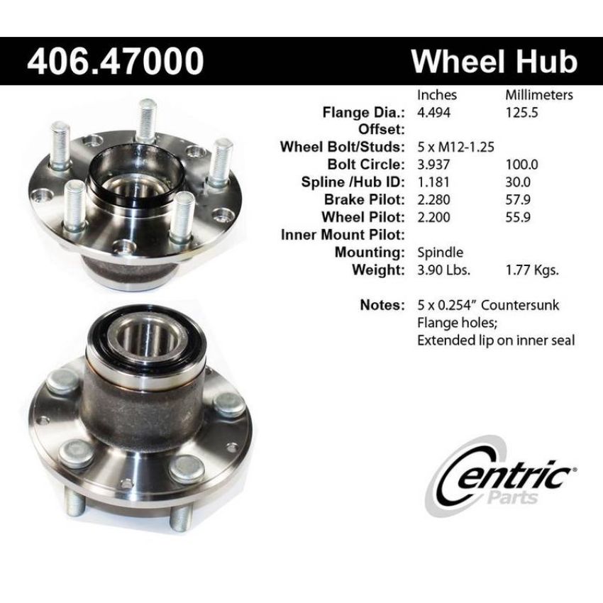 CENTRIC PARTS 406.47000 Centric Premium Hub and Bearing Assembly